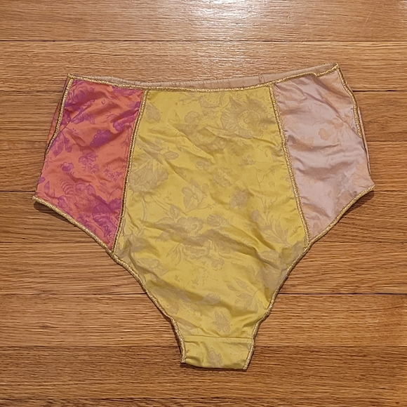 OSEREE BLOSSOM COLORED HIGH WAISTED SATIN JACQUARD BIKINI BOTTOMS - Picture 5 of 9